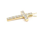 White Lab-Grown Diamond 14kt Yellow Gold Cross Pendant 1.00ctw