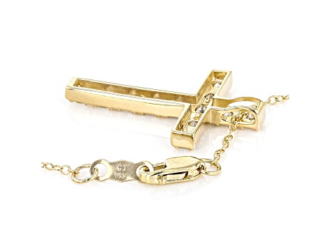 White Lab-Grown Diamond 14kt Yellow Gold Cross Pendant 1.00ctw