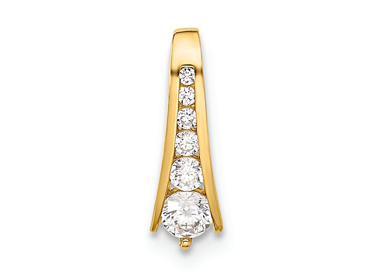 10k Yellow Gold Polished Cubic Zirconia Fancy Chain Slide Pendant
