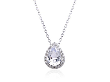 Picture of Pear Shape White Topaz Sterling Silver Pendant with Chain