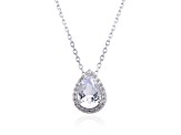 Pear Shape White Topaz Sterling Silver Pendant with Chain