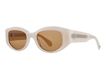 Picture of Garrett Leight Retro Biggie Ecru Oval Frame / Marigold Lenses Sunglasses