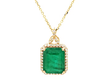 Picture of 5.92 Ctw Emerald and 0.30 Ctw White Diamond Pendant in 14K YG