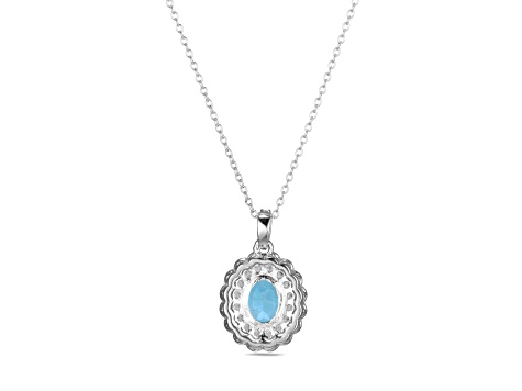 Swiss Blue Topaz Rhodium Over Sterling Silver Pendant with Chain 2.69ctw