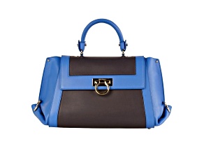 Ferragamo Sofia Calf Blue Fumee Blue Grey Medium Handbag