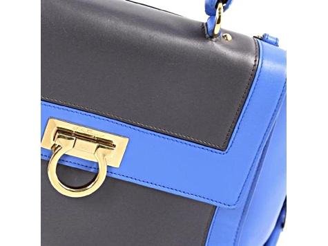 Ferragamo Sofia Calf Blue Fumee Blue Grey Medium Handbag