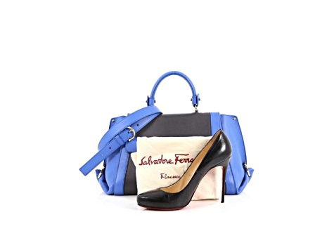 Ferragamo Sofia Calf Blue Fumee Blue Grey Medium Handbag