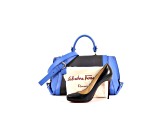 Ferragamo Sofia Calf Blue Fumee Blue Grey Medium Handbag