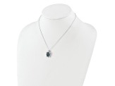 Rhodium Over Sterling Silver and Black Rhodium Cubic Zirconia Turtle with 2" Extension Necklace