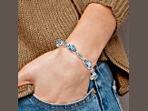 Sterling Silver with 14K Gold Over Sterling Silver Oxidized Swiss Blue Topaz Bracelet