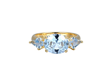 Lab Created Blue Spinel 18k Yellow Gold Over Sterling Silver March Birthstone Ring 2.39ctw