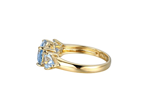 Lab Created Blue Spinel 18k Yellow Gold Over Sterling Silver March Birthstone Ring 2.39ctw