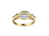 Lab Created Blue Spinel 18k Yellow Gold Over Sterling Silver March Birthstone Ring 2.39ctw