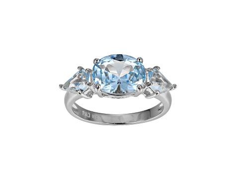 Lab Created Blue Spinel Platinum Over Sterling Silver March Birthstone Ring 2.39ctw