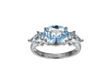 Lab Created Blue Spinel Platinum Over Sterling Silver March Birthstone Ring 2.39ctw