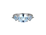 Lab Created Blue Spinel Platinum Over Sterling Silver March Birthstone Ring 2.39ctw