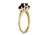 Square Cushion Lab Created Sapphire 3-Stone 10K Yellow Gold Ring 2.00ctw