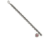 Sterling Silver with 14K Gold Over Sterling Silver Accent Oxidized Lab Pink Sapphire Heart Bracelet