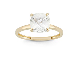 Square Cushion Lab Created White Sapphire 10K Yellow Gold Ring 2.20ctw