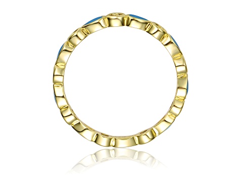 Kids/Teens 14k Gold Plated over Brass with Cubic Zirconia Blue Topaz Enamel Stacking Ring