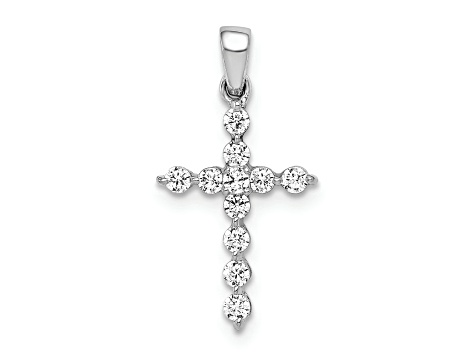 Rhodium Over 14K White Gold 1/4ct. Diamond Cross Pendant