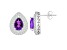8x5mm Pear Shape Amethyst And White Topaz Rhodium Over Sterling Silver Double Halo Stud Earrings