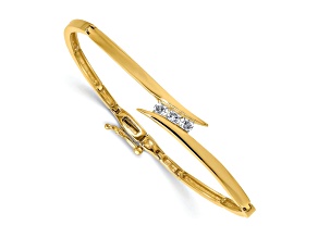 14k Yellow Gold Diamond Hinged Bangle Bracelet 0.27ctw