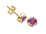 Pink Sapphire 10k Yellow Gold Earrings