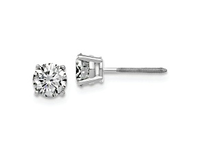 Rhodium Over 14K White Gold 1ct. 5.0mm Round G H I True Light Moissanite Screwback Earrings