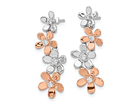 14k Two-tone Gold Diamond Dangle Earrings