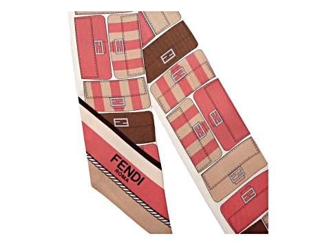 Fendi Baguette Print Wrappy Scarf Silk Foulard Pink Dalia