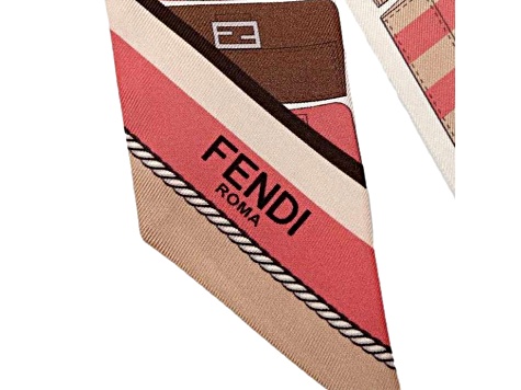 Fendi Baguette Print Wrappy Scarf Silk Foulard Pink Dalia