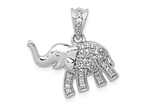 Rhodium Over 14k White Gold Diamond Elephant Pendant