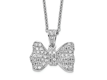 Picture of Rhodium Over Sterling Silver Cubic Zirconia Bow Necklace