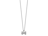 Rhodium Over Sterling Silver Cubic Zirconia Bow Necklace