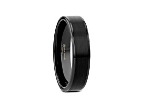 VULCAN Flat Black Tungsten Ring with Brushed Center & Polished Edges 4mm