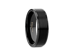 VULCAN Flat Black Tungsten Ring with Brushed Center & Polished Edges 7mm