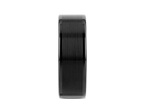 VULCAN Flat Black Tungsten Ring with Brushed Center & Polished Edges 8mm