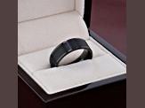 VULCAN Flat Black Tungsten Ring with Brushed Center & Polished Edges 8mm