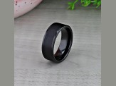 VULCAN Flat Black Tungsten Ring with Brushed Center & Polished Edges 8mm