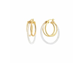 14K Yellow Gold Over Sterling Silver Lucite Multi-Hoop Earrings in Clear
