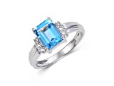 Blue and White Topaz Sterling Silver Ring, 2.17ctw