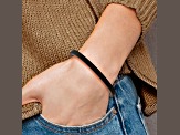 Black Rubber and Stainless Steel Polished 8.5-inch Bracelet