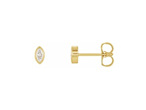 14K Yellow Gold Marquise Diamond Solitaire Stud Earrings, 0.17ctw