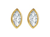 14K Yellow Gold Marquise Diamond Solitaire Stud Earrings, 0.17ctw