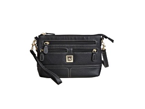 Stone Mountain Cornwall Pebble Leather E/W 4 In 1 Convertible Crossbody in Black