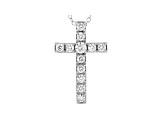 White Lab-Grown Diamond 14kt White Gold Cross Pendant With Cable Chain 0.75ctw