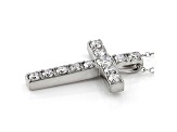 White Lab-Grown Diamond 14kt White Gold Cross Pendant With Cable Chain 0.75ctw