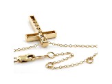 White Lab-Grown Diamond 14kt Yellow Gold Cross Pendant With Cable Chain 0.75ctw