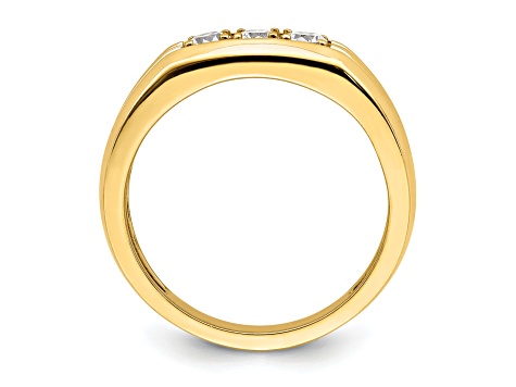 14K Yellow Gold 3-Stone Diamond Men's Ring 0.49ctw